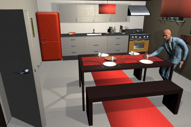 MIT's “VirtualHome” system aims to teach artificial agents a range of chores, including setting the table and making coffee. (credit: MIT CSAIL)