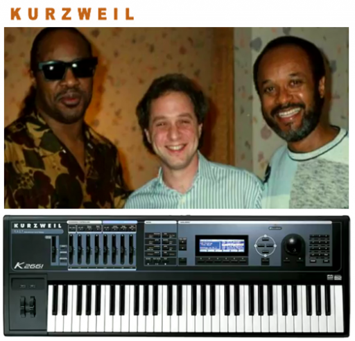 Kurzweil keyboard Ray Kurzweil with Stevie Wonder