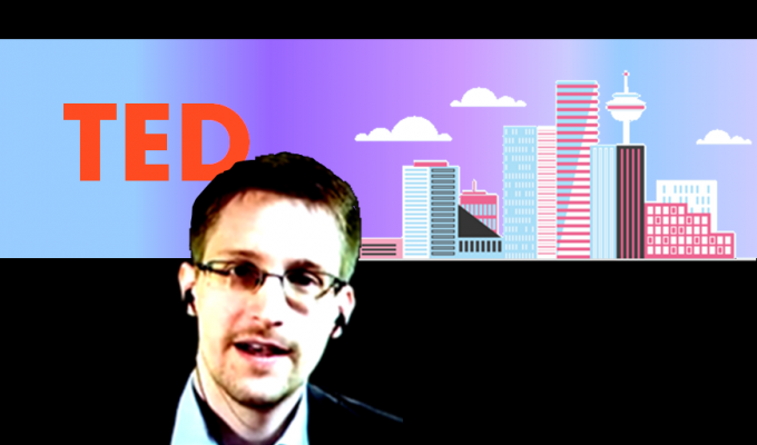 TED 2014 Edward Snowden with Vancouver skyline thumbnail